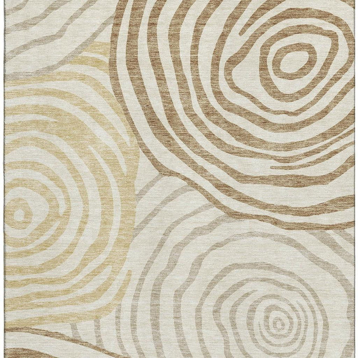 10' X 14' Abstract Washable Area Rug With UV Protection - Gold And Brown