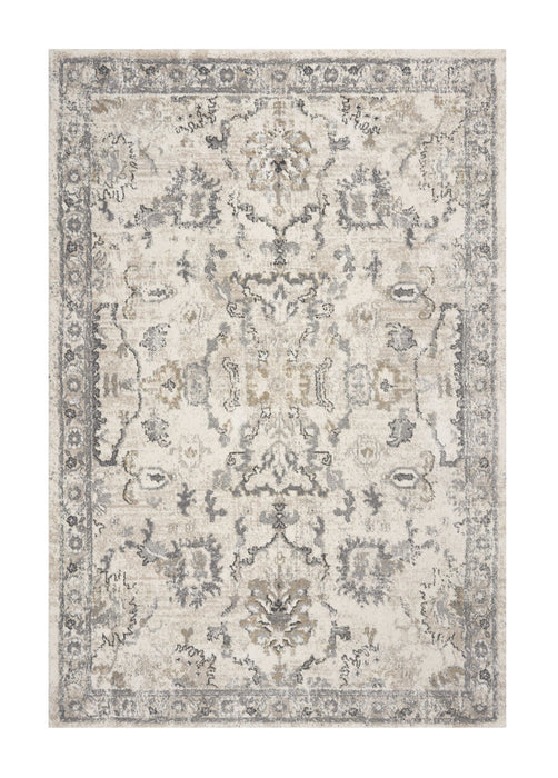 8' x 10' Machine Woven Distressed Floral Traditional Indoor Area Rug - Ivory
