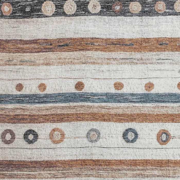 10' X 14' Striped Washable Area Rug With UV Protection (709564) - Copper / Ivory / Denim Blue