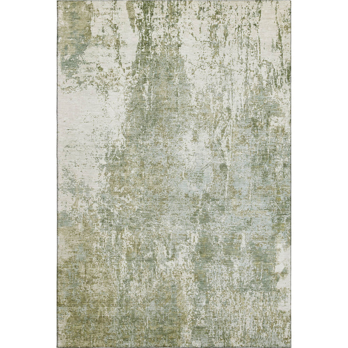 10' X 14' Abstract Washable Area Rug With UV Protection (700673) - Artichoke Green / Ivory
