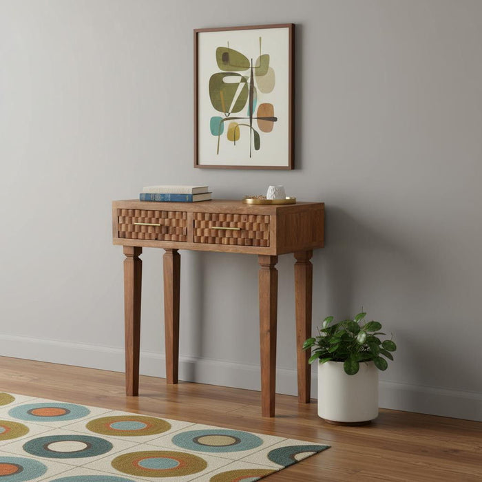 Solid Wood Solid Console Table With Two Drawers (719176) - Brown