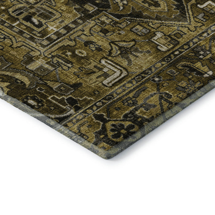 9' X 12' Oriental Washable Area Rug With UV Protection (649707) - Brown / Gray / Ivory