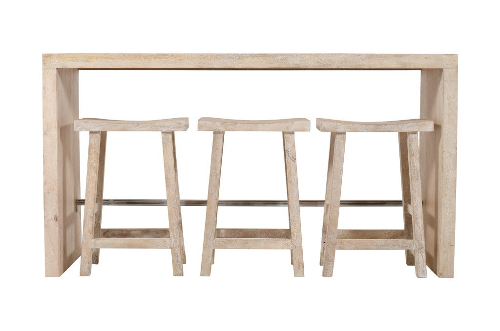 Solid Wood Rectangular Bar Table - Antiqued White