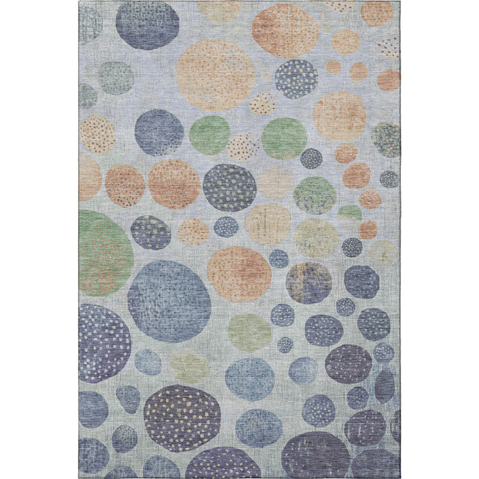 10' X 14' Geometric Washable Area Rug With UV Protection (707443) - Denim Blue / Green / Peach