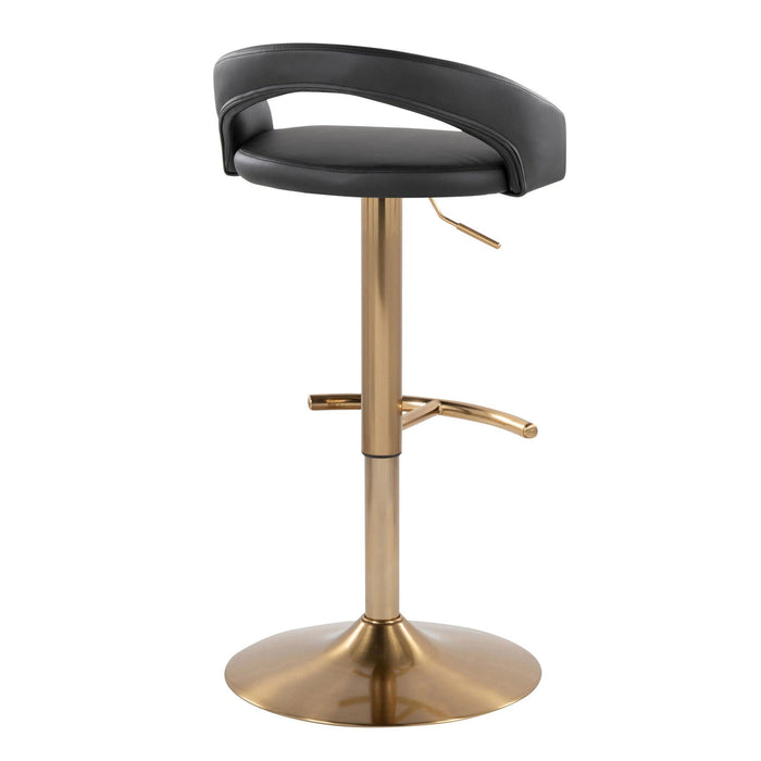 Grotto - Upholstered Adjustable Barstool - Gold Metal Base