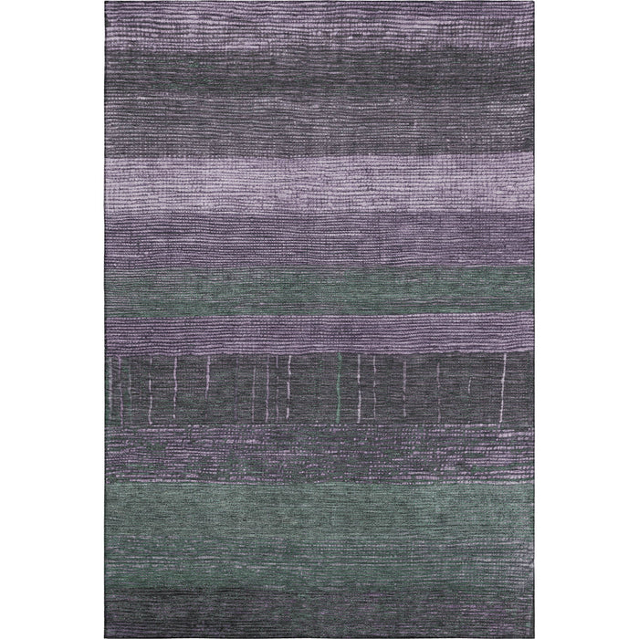 10' X 14' Striped Washable Area Rug With UV Protection (694490) - Purple / Olive Green
