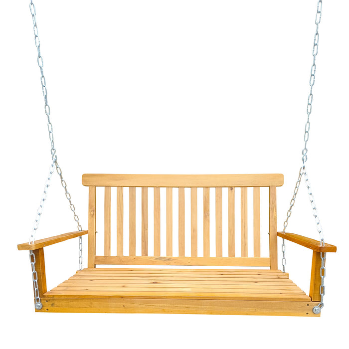 Giga outdoor patio swing with armrests, suitable for garden yard, backyard, or sunroom, featuring comfortable seating and sturdy frame.