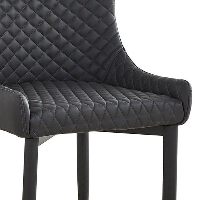 Tufted Upholstered Faux Leather Dining Side Chairs (Set of 4) - Dark Gray / Black