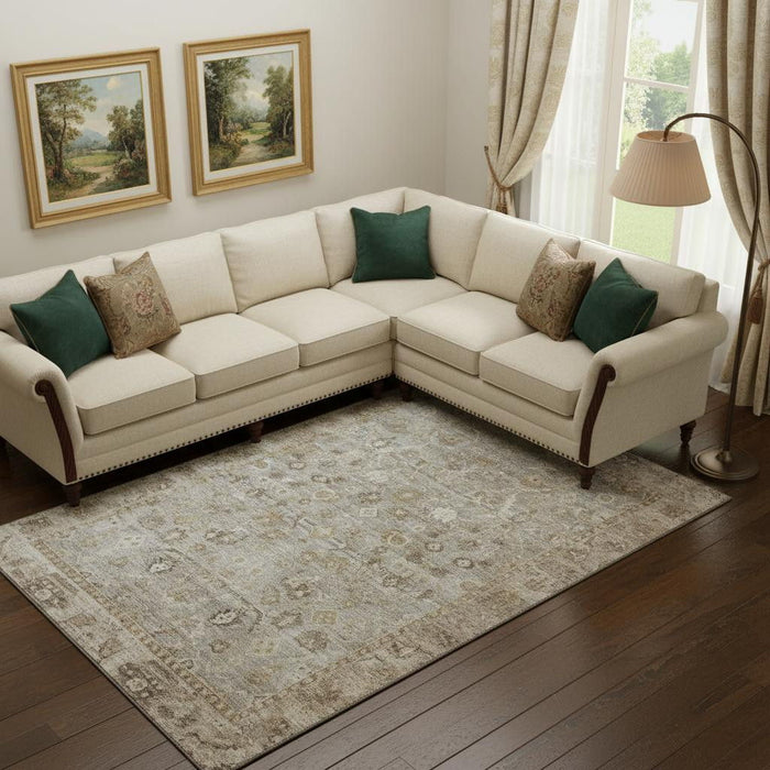 10' X 14' Oriental Washable Area Rug With UV Protection (700925) - Taupe / Beige