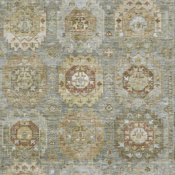 10' X 14' Medallion Washable Area Rug With UV Protection (714943) - Sage / Beige