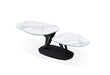 HomeRoots 36-inch faux marble and metal oval coffee table with white and black finish, modern design for living room decor.