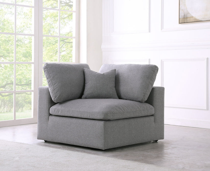 Meridian Furniture Serene Corner Chair in modern corner design with plush upholstery and sleek appearance.