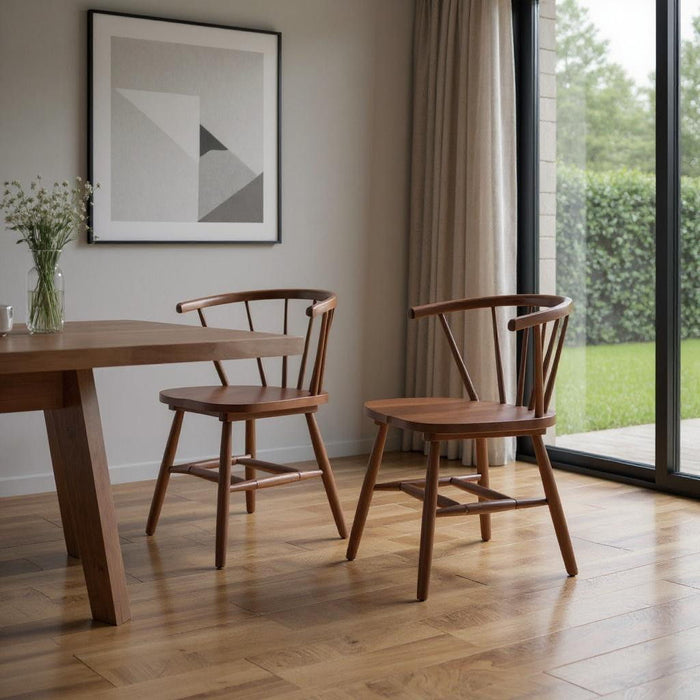 Solid Wood Slat Back Dining Side Chairs (Set of 2) - Walnut / Brown