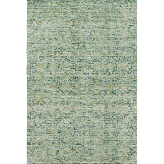 10' X 14' Oriental Washable Area Rug With UV Protection (700967) - Artichoke Green / Teal