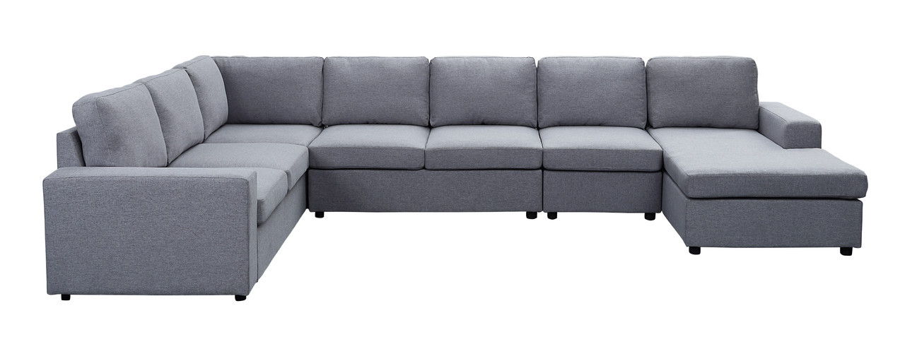 Tifton - 7 Seat Reversible Modular Sectional Sofa Chaise - Light Gray