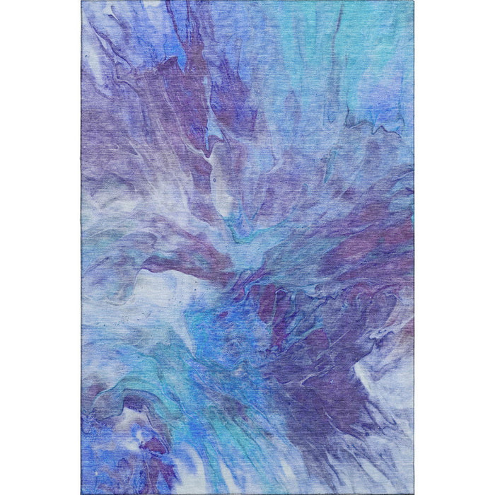 9' X 12' Abstract Washable Area Rug With UV Protection (653481) - Blue / Purple / Ivory
