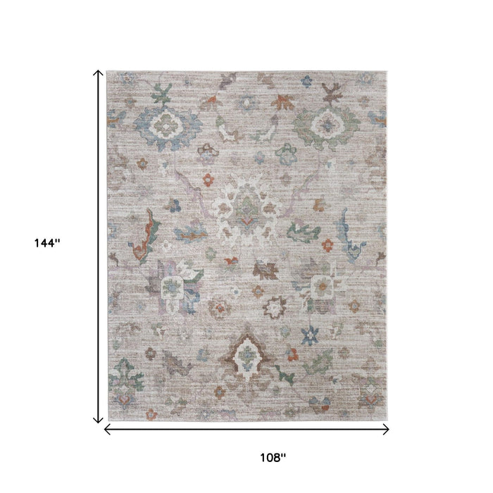 9' X 12' Abstract Distressed Area Rug - Tan