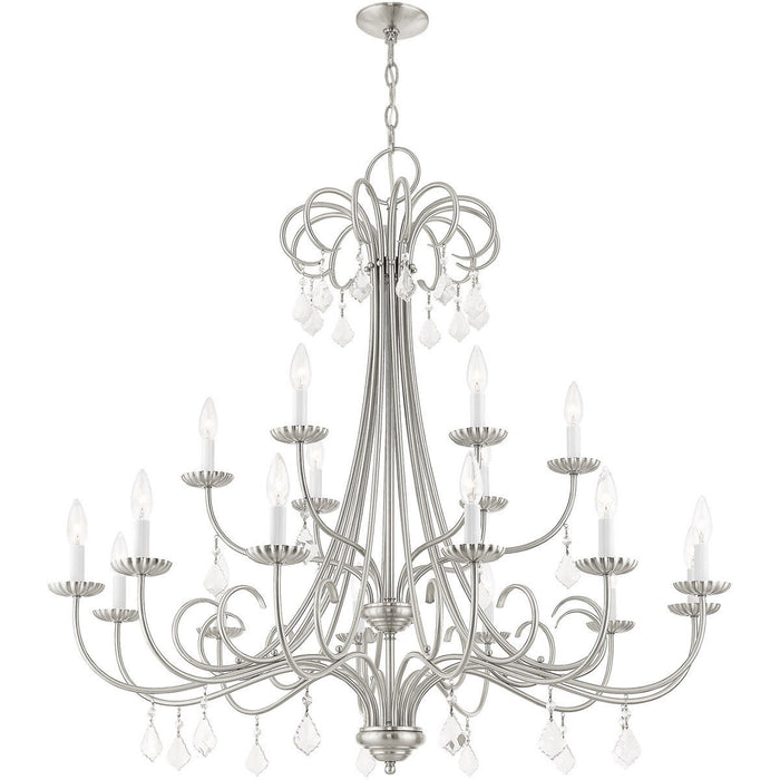 41'' Multi Light Dimmable Chandelier With Shades - Nickel