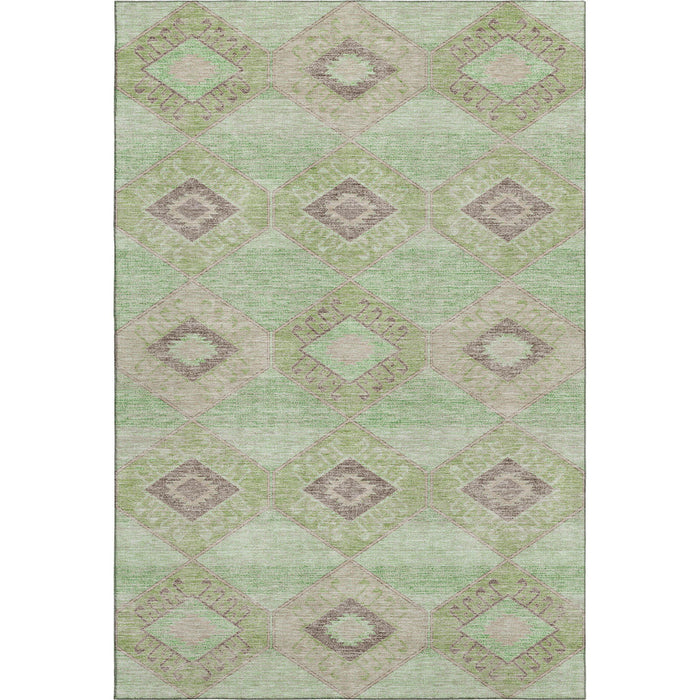 10' X 14' Geometric Washable Area Rug With UV Protection (706007) - Green / Beige