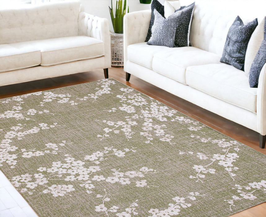 5' X 7' Oriental Washable Area Rug (548782) - Green / White