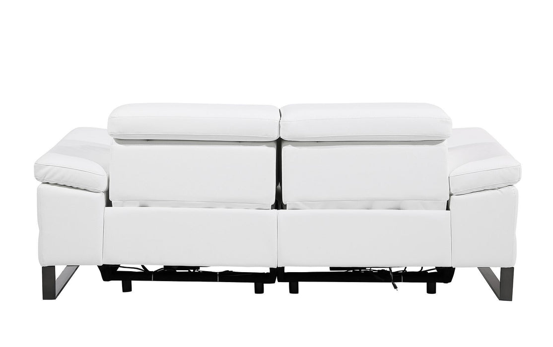 Italian Leather Power Reclining Loveseat (720502) - White / Black