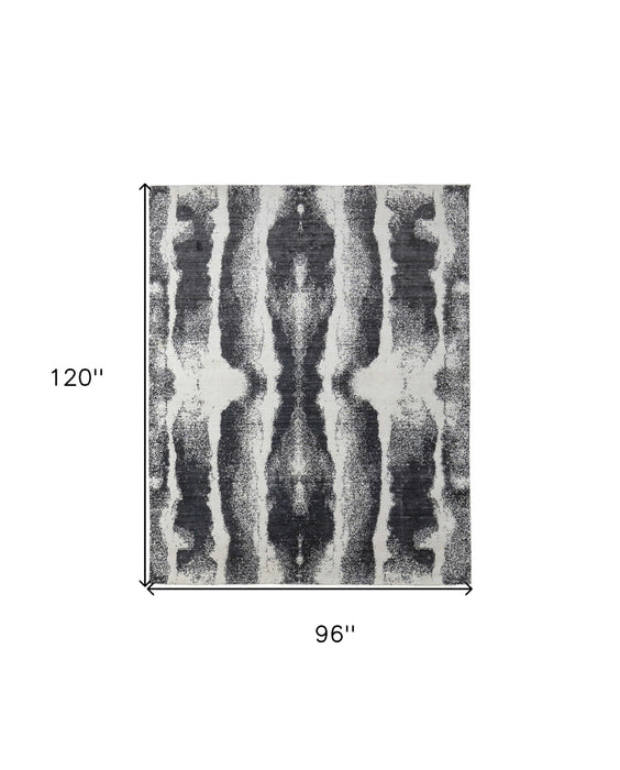 8' x 10' Abstract Hand Woven Area Rug - Black And White