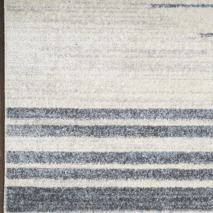 9' X 12' Geometric Power Loom Washable Area Rug (532879) - Blue / Ivory