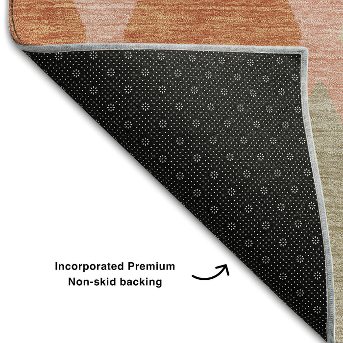 10' X 14' Geometric Washable Area Rug With UV Protection (670501) - Pink / Red / Gray