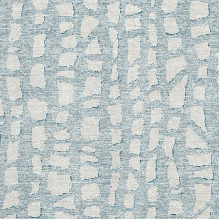 8' X 10' Cobblestone Washable Area Rug With UV Protection - Sky Blue And Ivory