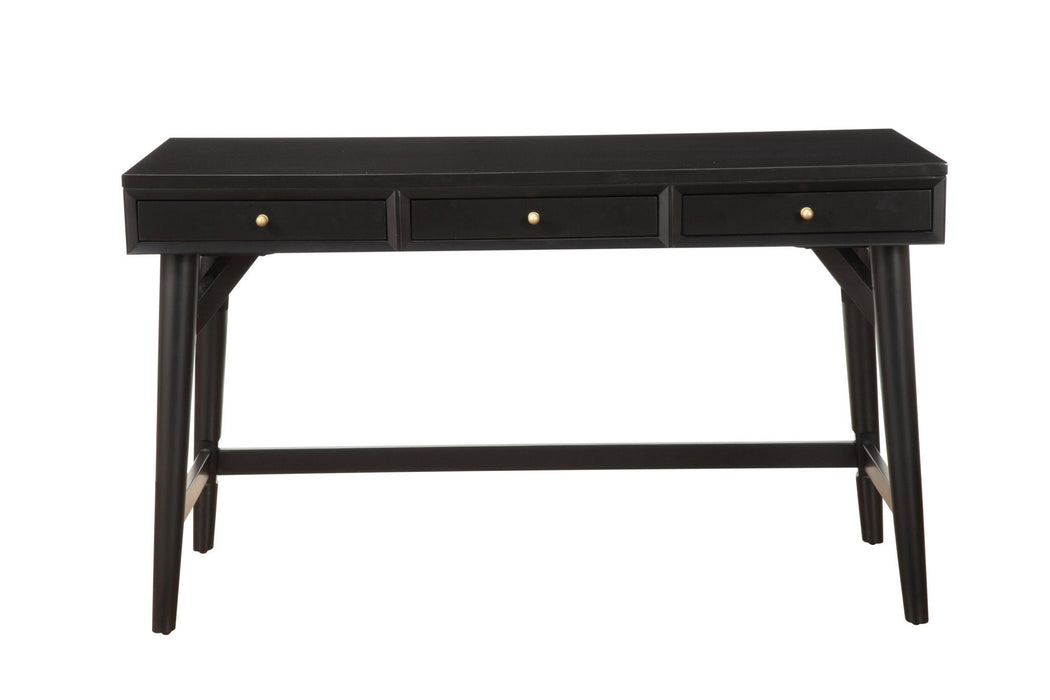 Solid Manufactured Wood Writing Desk With Three Drawers - Black