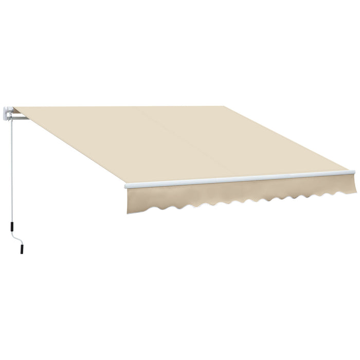 Giga Outsunny 12x8 ft retractable patio awning with cream white fabric, aluminum frame, manual crank, UV and water-resistant.