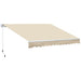 Giga Outsunny 12x8 ft retractable patio awning with cream white fabric, aluminum frame, manual crank, UV and water-resistant.
