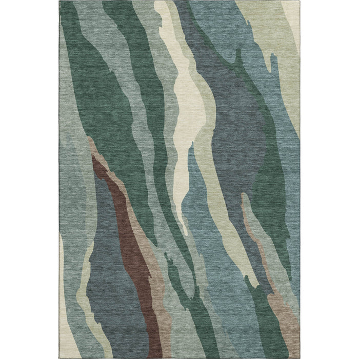 10' X 14' Abstract Washable Area Rug With UV Protection (682157) - Sage / Taupe / Beige