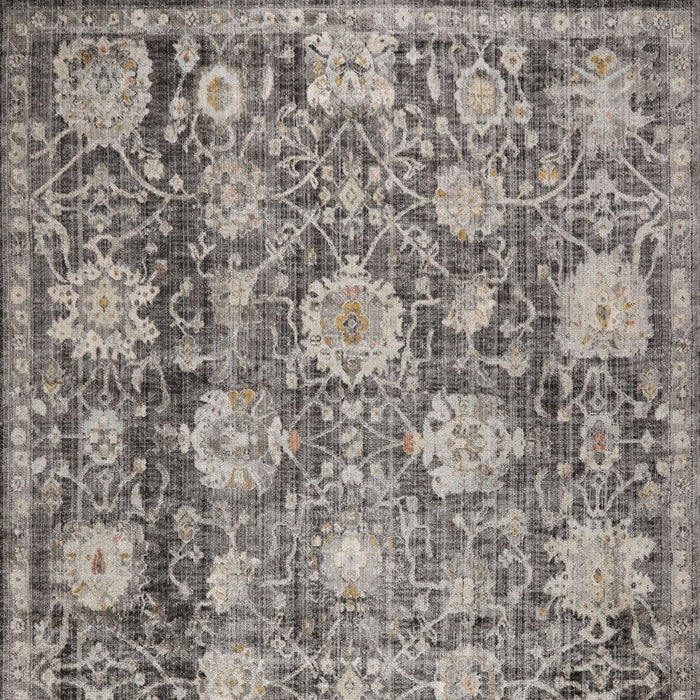 9' X 12' Floral Distressed Area Rug (573735) - Gray