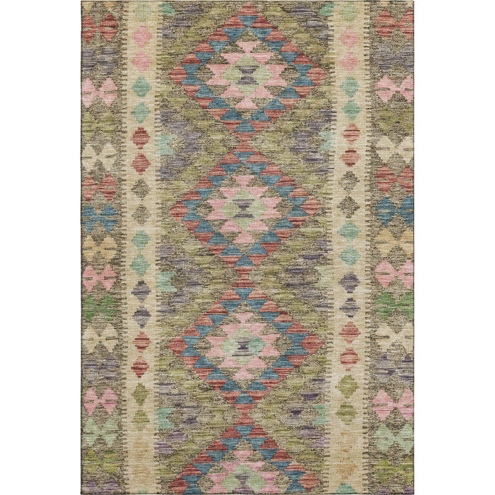 10' X 14' Geometric Washable Area Rug With UV Protection (691836) - Green / Pink / Blue