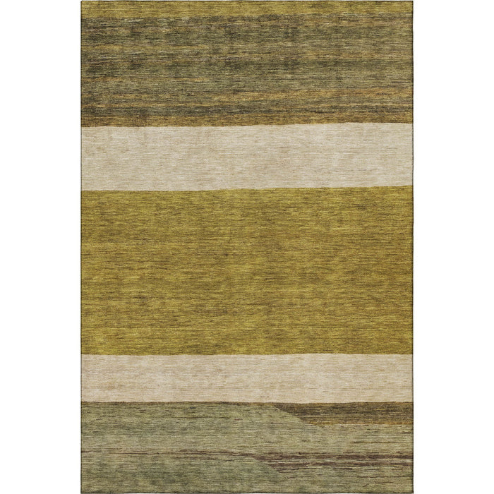 10' X 14' Striped Washable Area Rug With UV Protection (695108) - Gold / Ivory / Gray