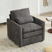 Giga cozy upholstered cushion armchair with plush fabric and wooden legs, ideal for a modern living room.