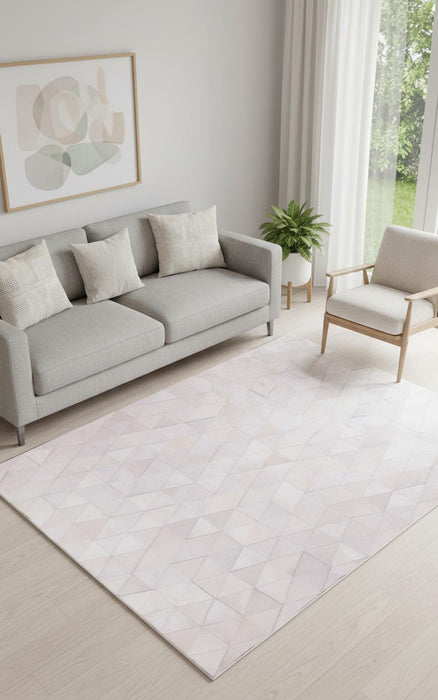 5' X 8' Cowhide Mosaic Hand Tufted Area Rug (544501) - Off White