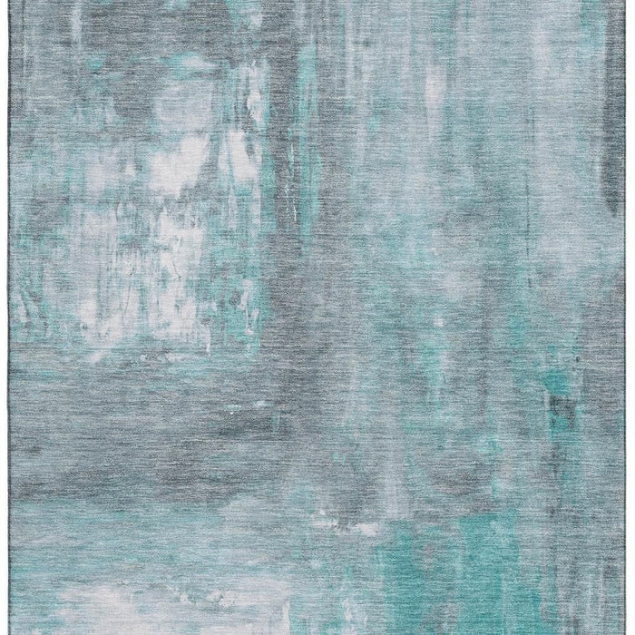 10' X 14' Abstract Washable Area Rug With UV Protection (693162) - Teal / Gray / Silver