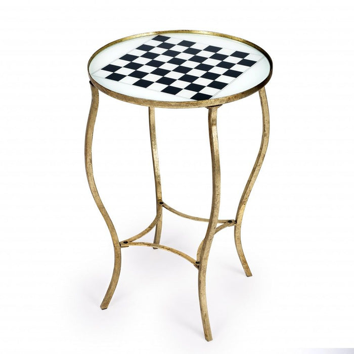 Glass And Metal Round Coffee Table - White / Gold