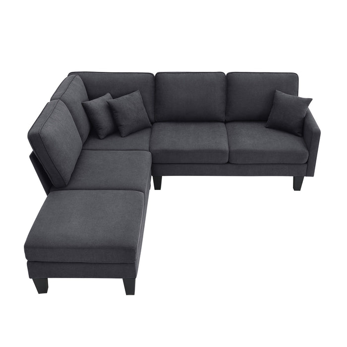 88" Fabric Modular Sofa With Black Legs - Gray