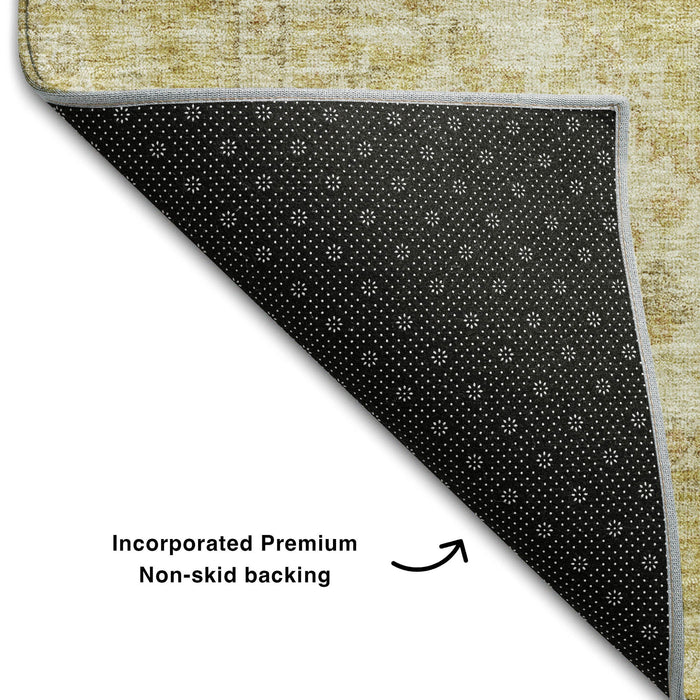 10' X 14' Medallion Washable Area Rug With UV Protection (684370) - Gold / Beige