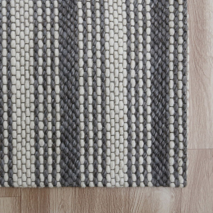 9' x 12' Wool Striped Hand Woven Area Rug - Gray