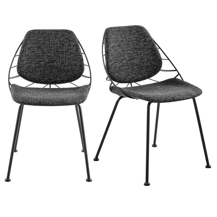 Upholstered Fabric Dining Chairs (Set of 2) - Black