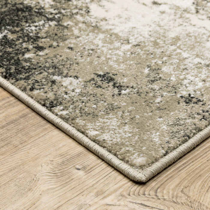 6' x 9' Abstract Power Loom Stain Resistant Area Rug - Charcoal Gray And Beige