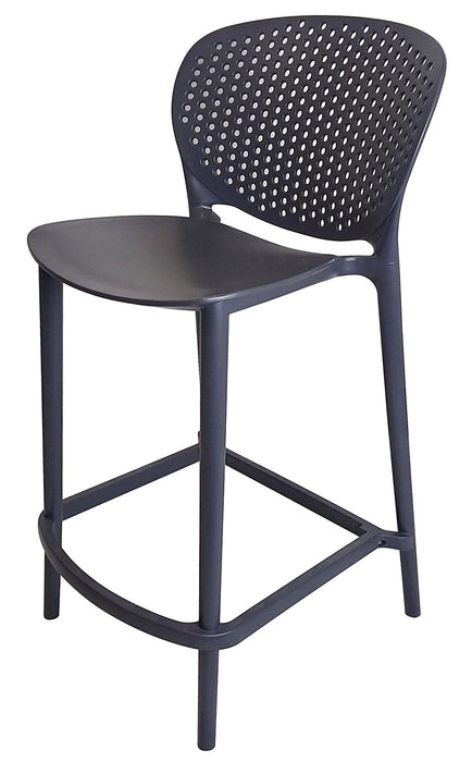 26" Contemporary Heavy Duty Plastic Low Back Counter Height Bar Chairs (Set of 4) - Dark Gray