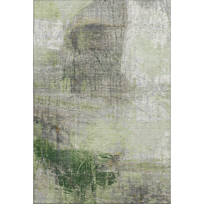10' X 14' Abstract Washable Area Rug With UV Protection (718406) - Sage / Ivory