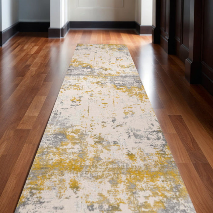 2' X 30' Abstract Area Rug (609824) - Gold / Gray