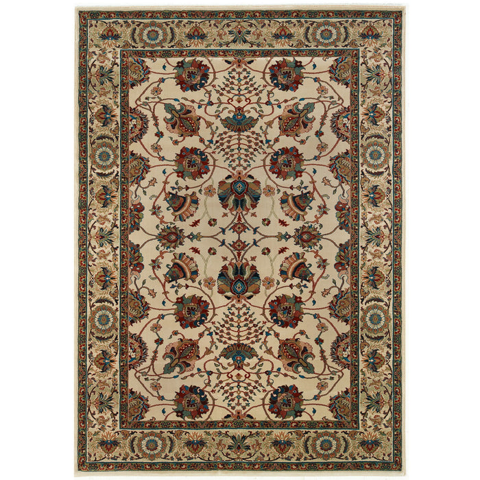 7' X 10' Floral Area Rug - Ivory And Red