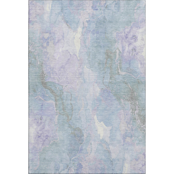 10' X 14' Abstract Washable Area Rug With UV Protection (701341) - Sky Blue / Lavender / Ivory